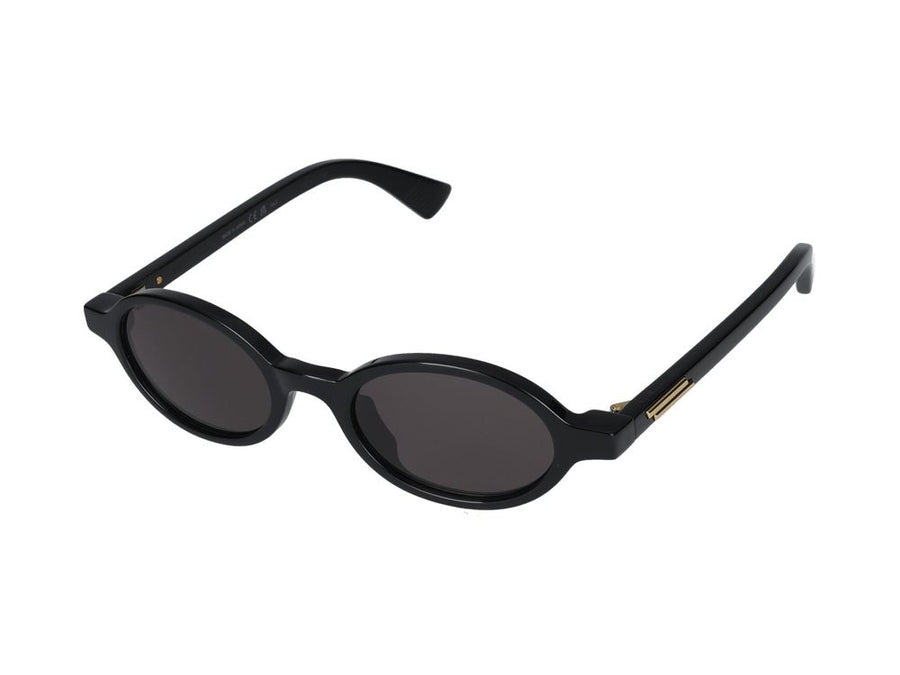 Bottega Veneta Bv1388s Oval Acetate Sunglasses — Black