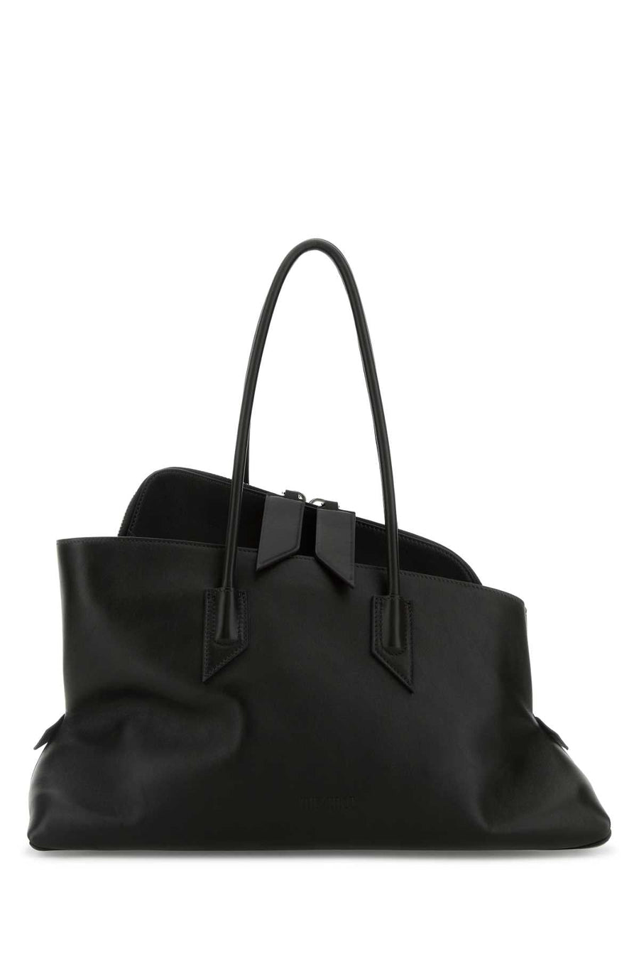 The Attico Leather Curved Shoulder Bag — Black