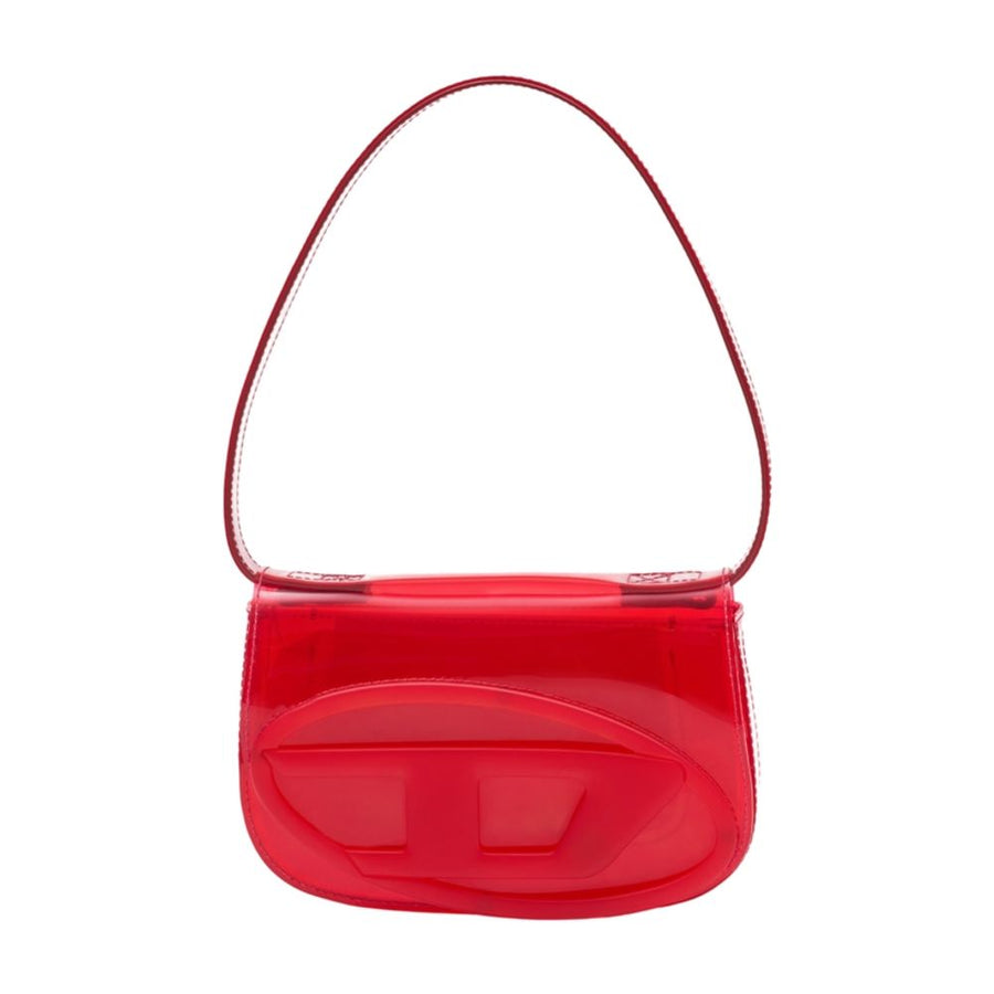 Diesel Embossed Synthetic Leather Shoulder Bag — Red