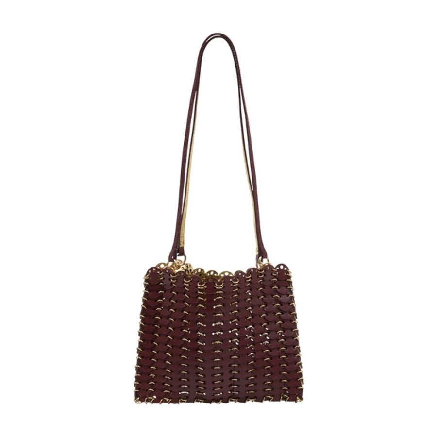 Rabanne Studded Calfskin Shoulder Bag — Brown