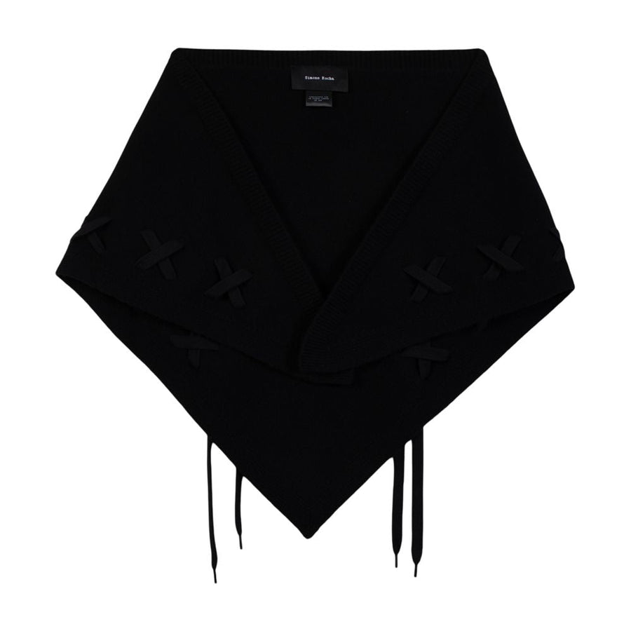 Simone Rocha Merino Wool Lace-Up Scarf — Black Scarfs