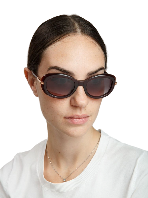 Furla Sfu984 Oversized Acetate Sunglasses — Burgundy