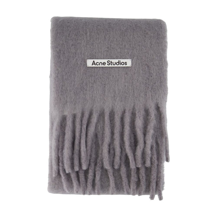 Acne Studios Wool Fringed Scarf — Gray Scarfs
