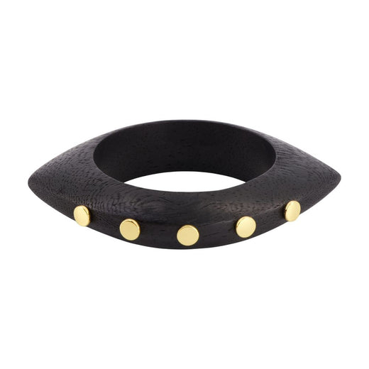 Isabel Marant Gold-Studded Wood Bracelet — Black Metal Bracelets