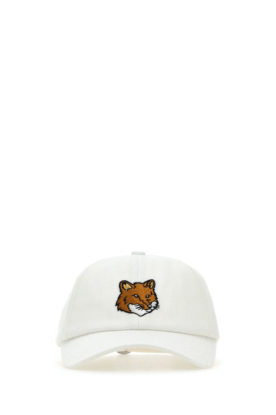 Maison Kitsune Mm06103ww0096 Embroidered Fox Baseball Cap — White Monoensemble = Cotton Caps