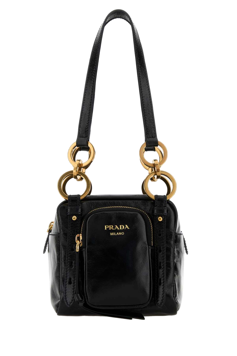 Prada Bauletto Shoulder Bag — Black Vitello