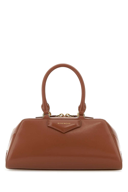 Givenchy Structured Calf Leather Top Handle Bag — Brown