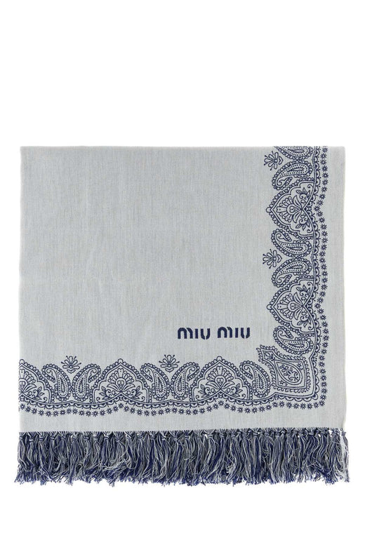 Miu Miu Mare Scarf — White Exterior: Cotton Scarfs