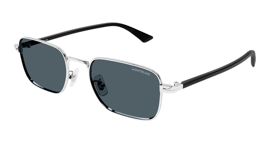 Montblanc Mb0339s Metal Square-Frame Sunglasses — Silver