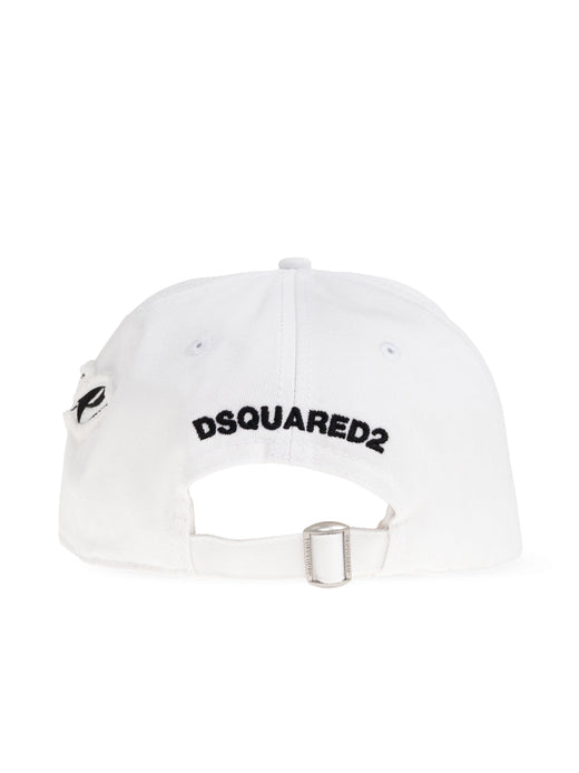 Dsquared2 Bcm099705c000011062 Logo-Embroidered Baseball Cap — White Cotton Caps