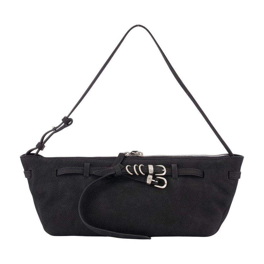 Marge Sherwood Belted Leather Shoulder Bag — Black Cowhide