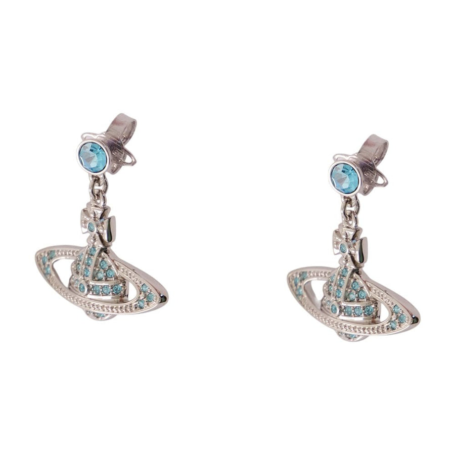 Vivienne Westwood Turquoise-Embellished Orb Drop Earrings — Silver Metal