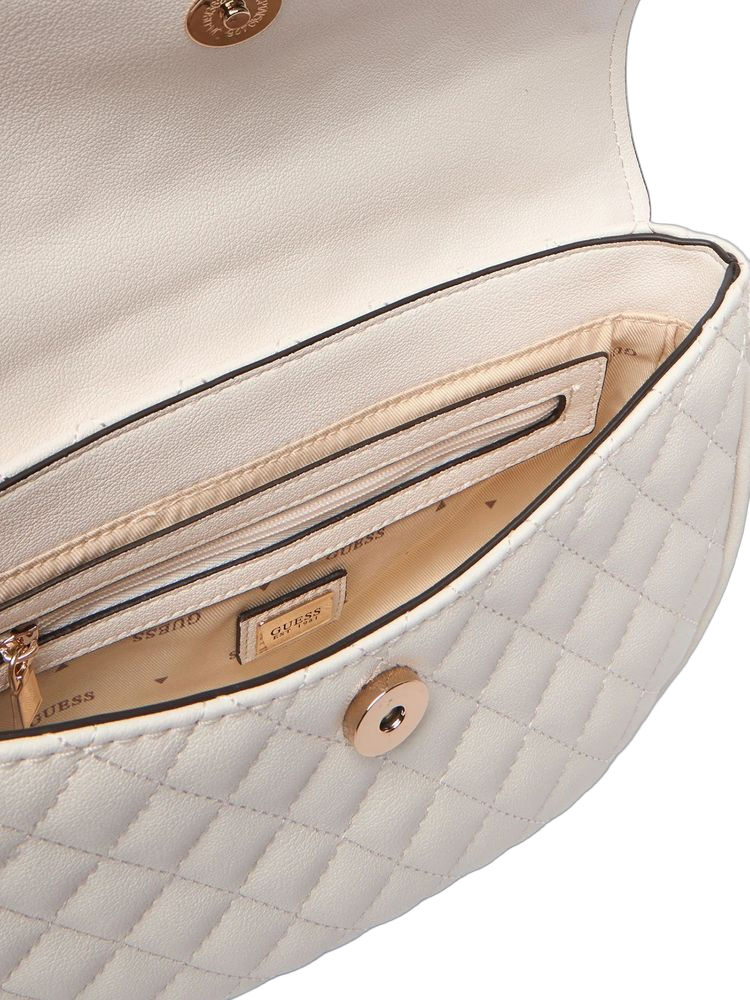 Guess Quilted Polyurethane Crossbody Bag — White
