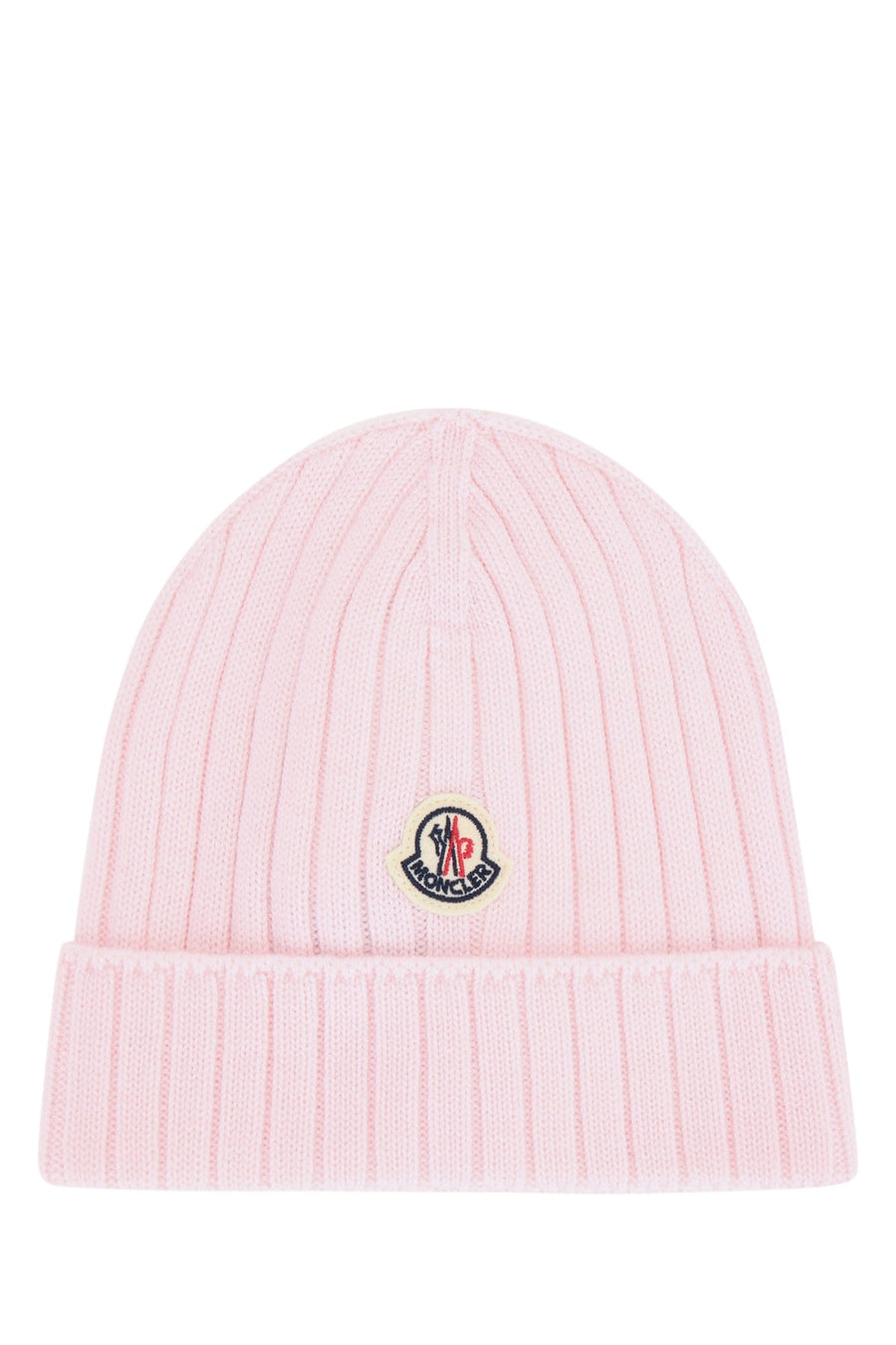 Moncler Jr Hat Ribbed Knit Beanie — Pink Wool Beanies