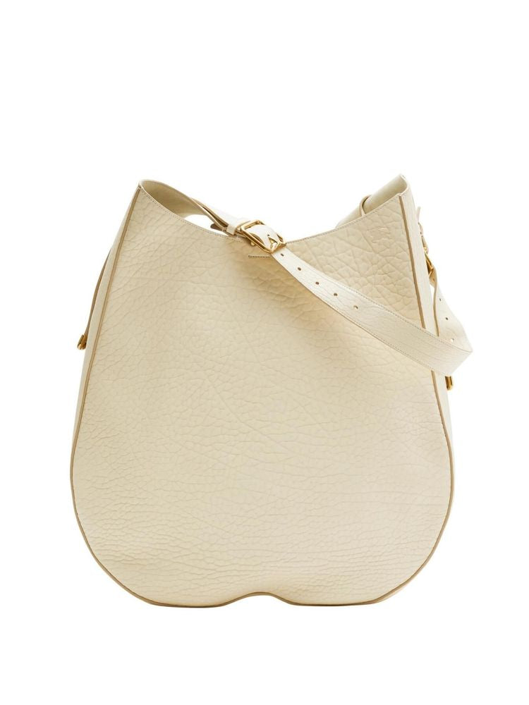 Burberry Grainy Leather Shoulder Bag — White