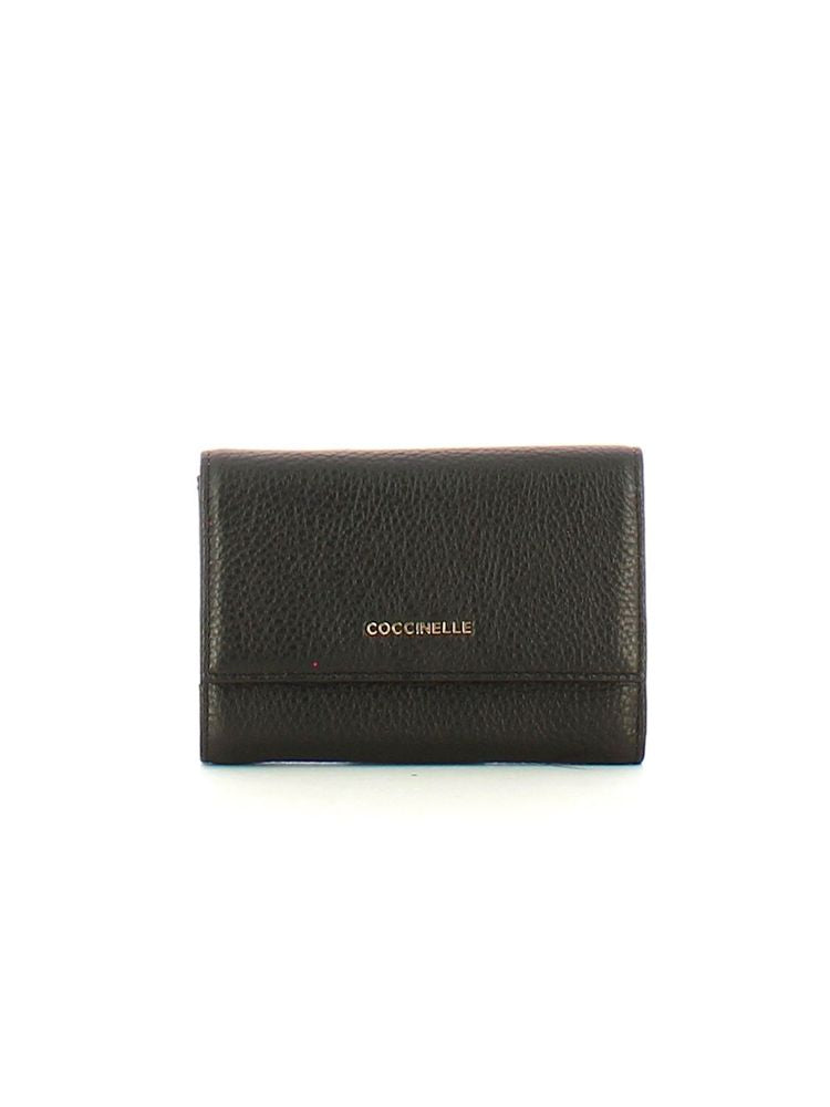 Coccinelle Grained Leather Wallet — Black Cowhide