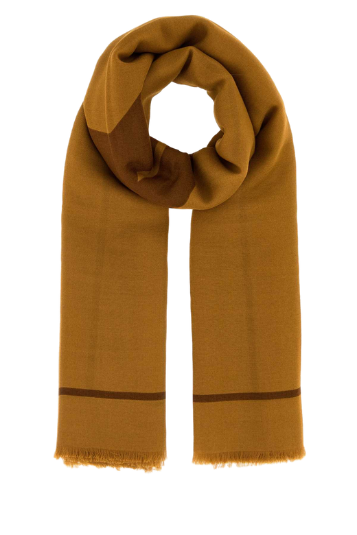Saint Laurent Grand Carré Cassandre Scarf — Brown Exterior: Wool Scarfs