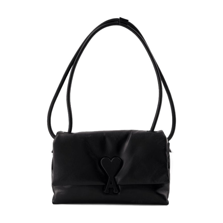 Ami Paris Voulez Vous Shoulder Bag — Black Calfskin
