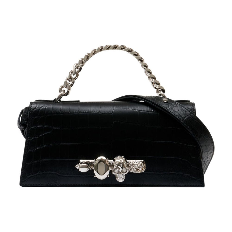 Alexander Mcqueen Jewel Shoulder Bag — Black Exotic_leather