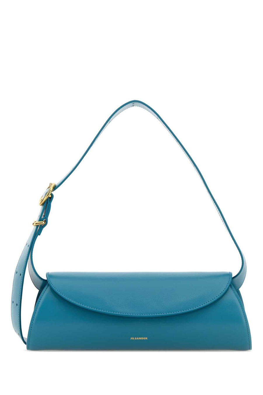 Jil Sander Curved Leather Shoulder Bag — Blue