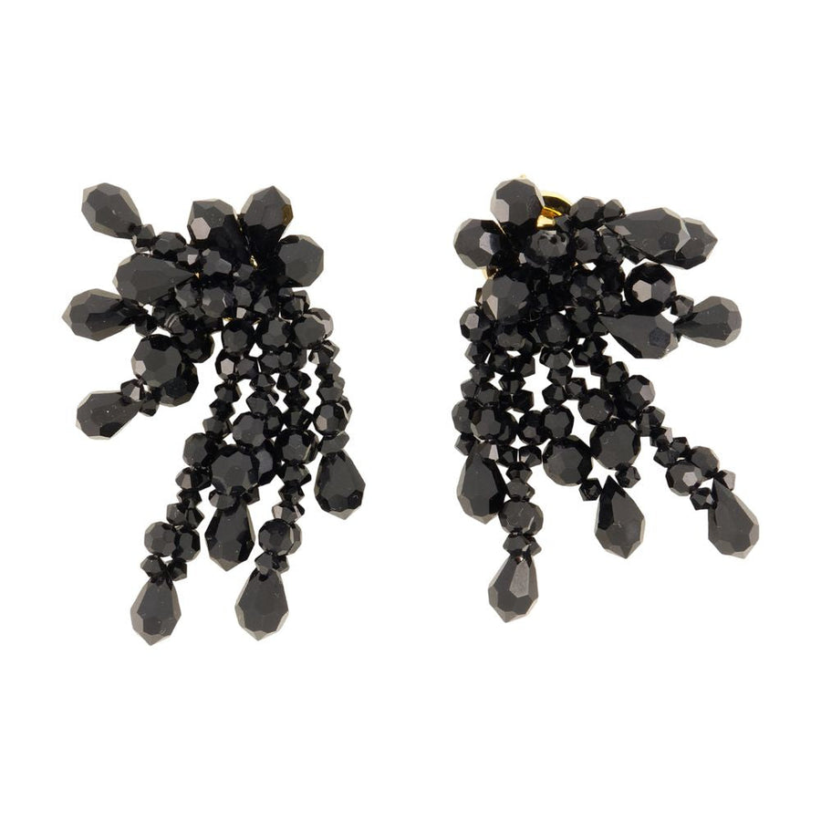 Simone Rocha Beaded Chandelier Earrings — Black Synthetic