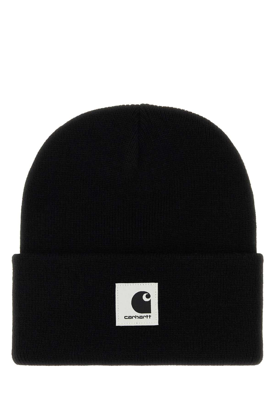 Carhartt Wip Bag Logo-Patched Ribbed Acrylic Beanie — Black Exterior: Beanies