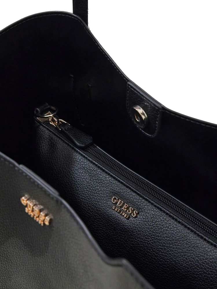 Guess Textured Polyurethane Tote Bag — Black