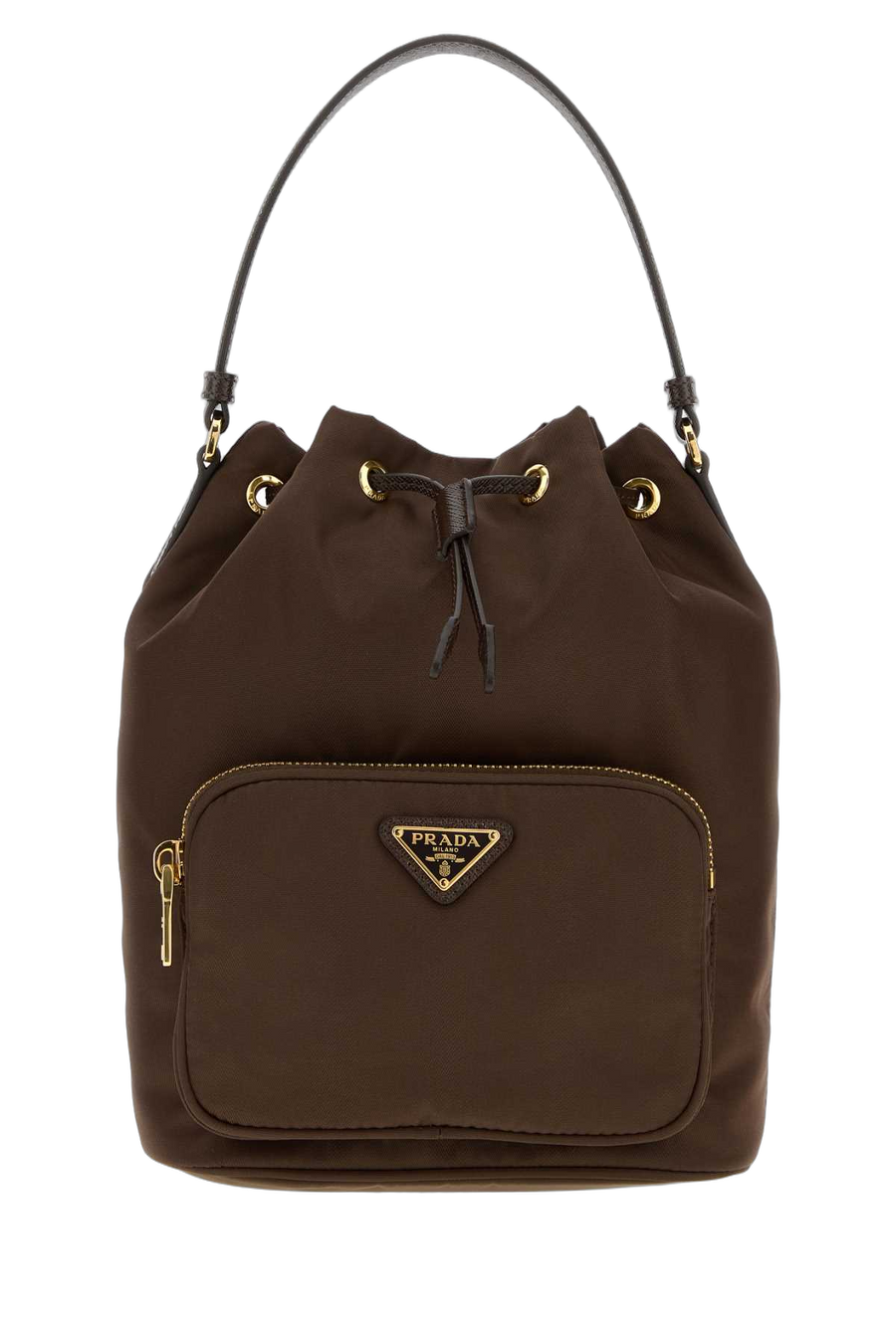 Prada Duet Bucket Bag — Brown