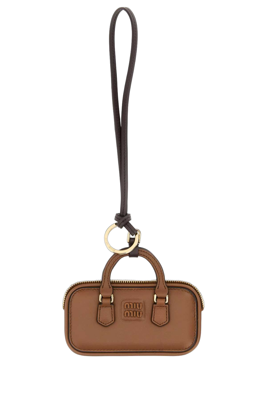 Miu Miu Leather Key Case — Brown Keychains