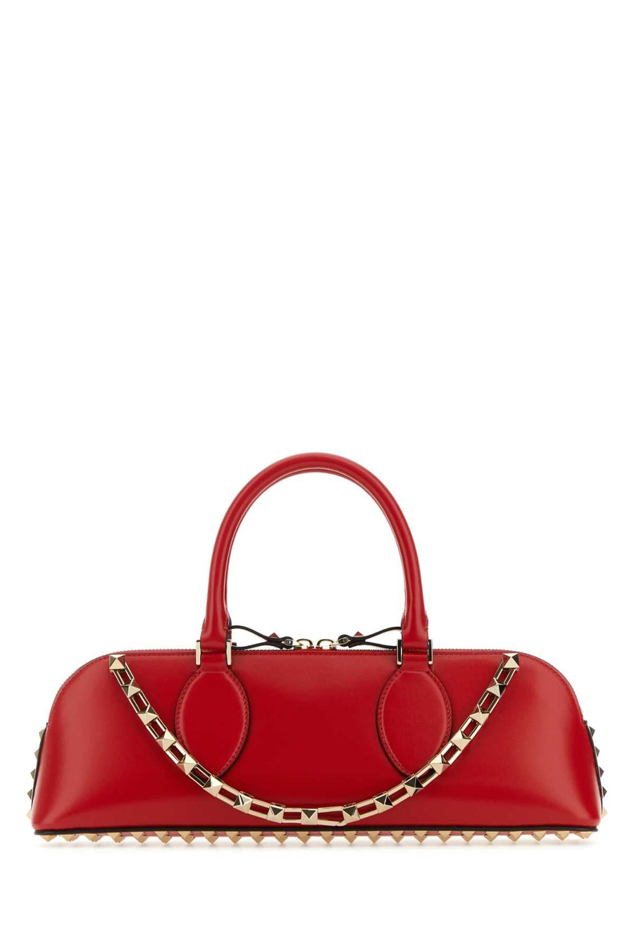 Valentino Garavani Studded Calf Leather Top Handle Bag — Red - Bos Taurus
