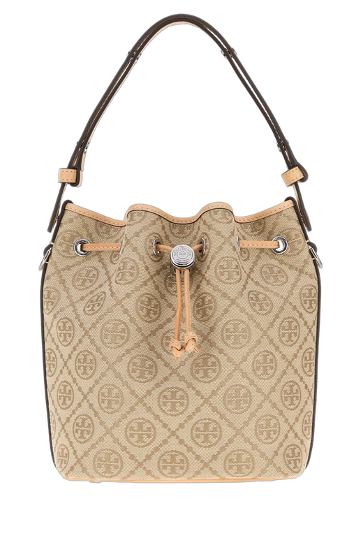 Tory Burch Monogram Bucket Bag — Beige