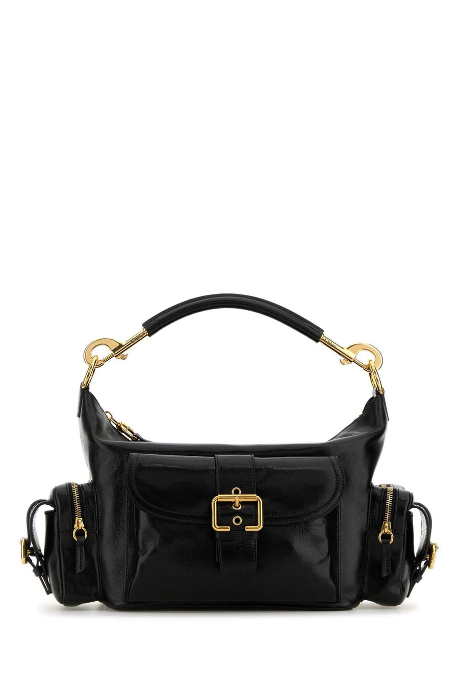 Chloé Structured Leather Shoulder Bag — Black