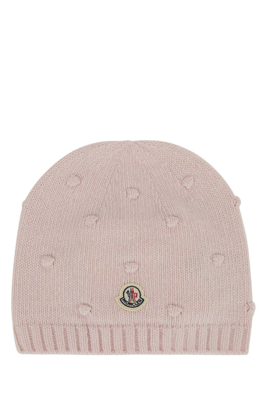 Moncler Jr Hat Monogram-Knit Beanie — Pink Wool Beanies