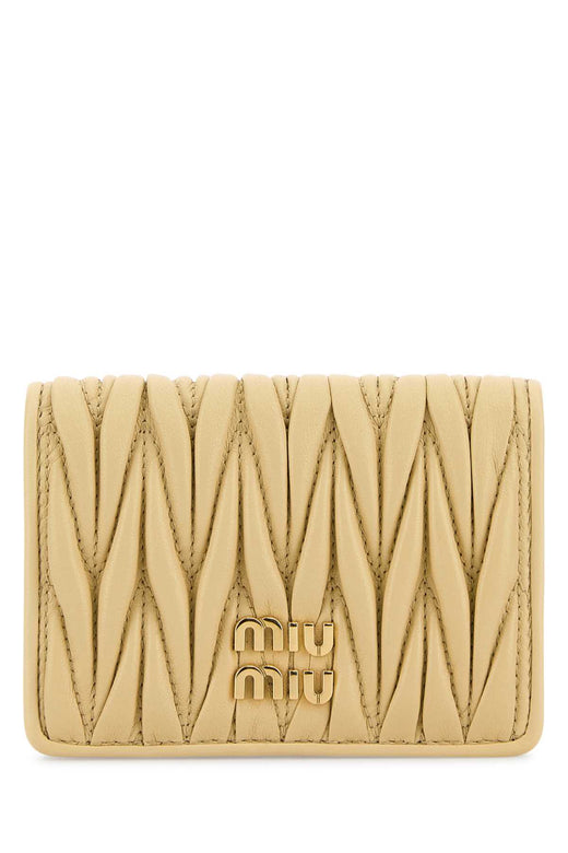 Miu Miu Matelassé Nappa Leather Card Case — Yellow Wallet