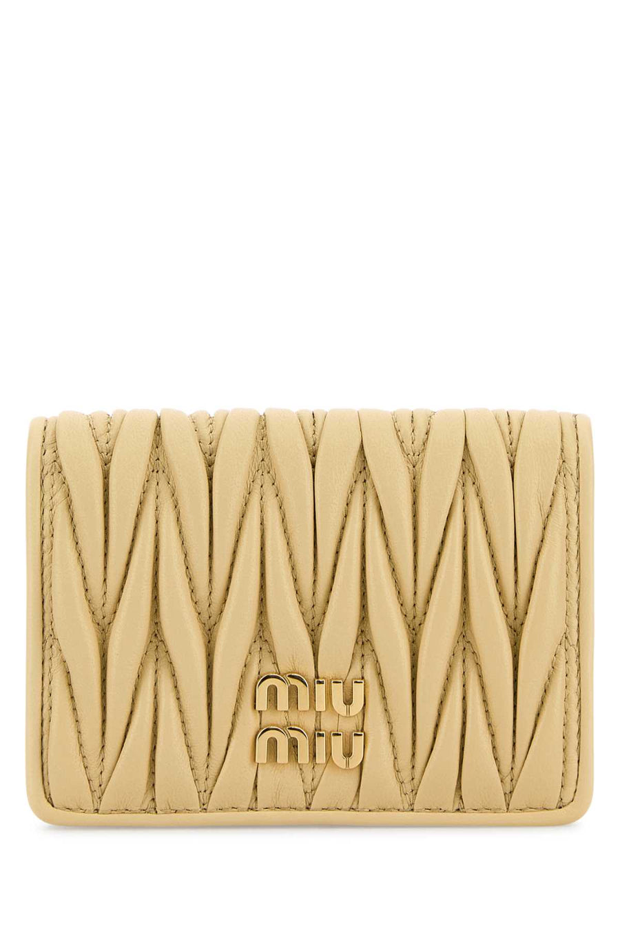 Miu Miu Matelassé Nappa Leather Card Case — Yellow Wallet