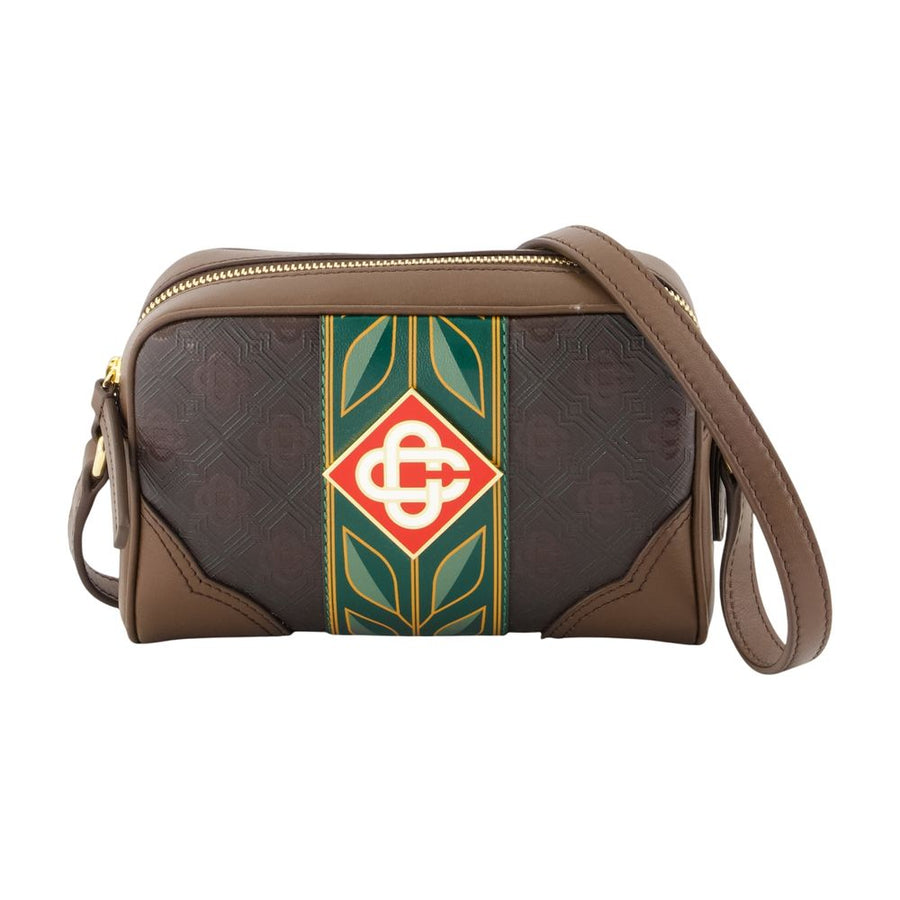 Casablanca Canvas Monogram Crossbody Bag — Brown
