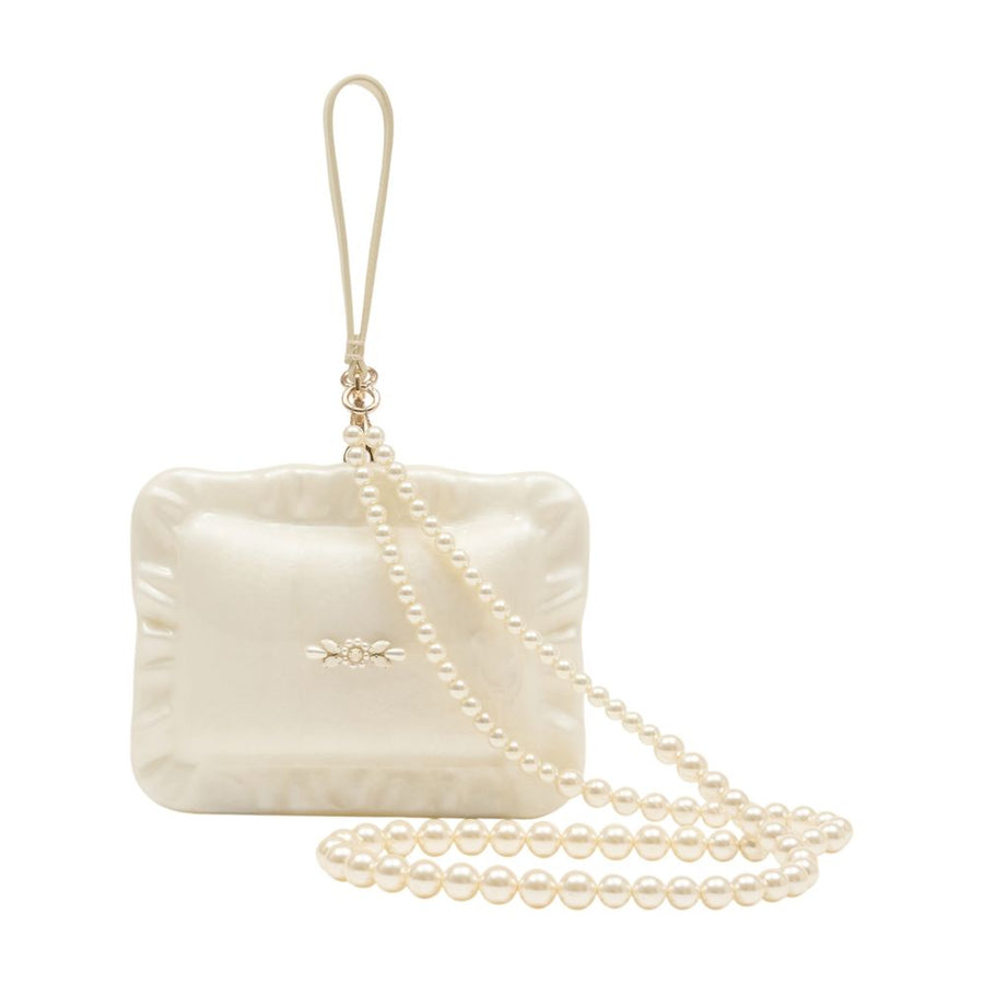 Simone Rocha Pearl-Chain Crossbody Bag — Ivory Faux_leather