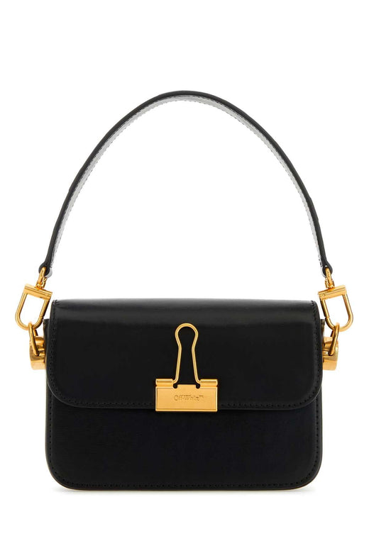 Off-White Antiqued Gold Hardware Shoulder Bag — Black