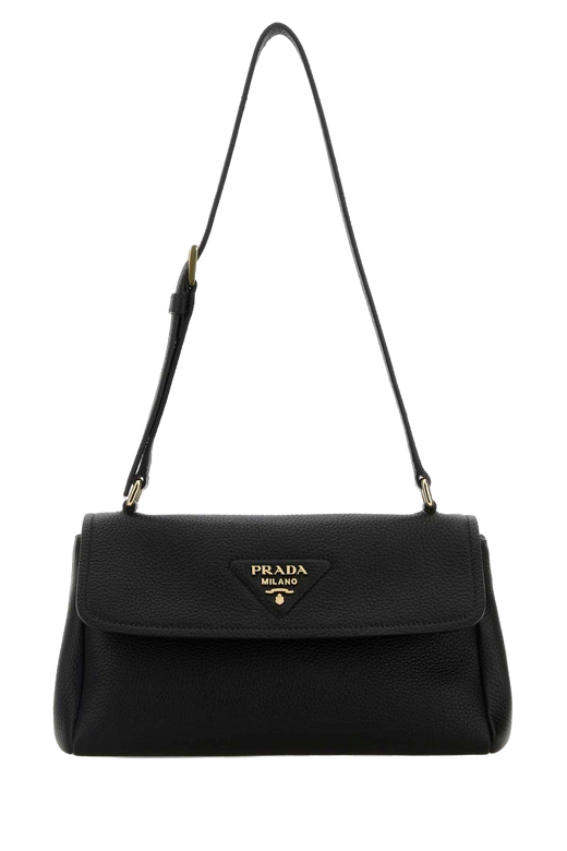 Prada Vitello Leather Shoulder Bag — Black