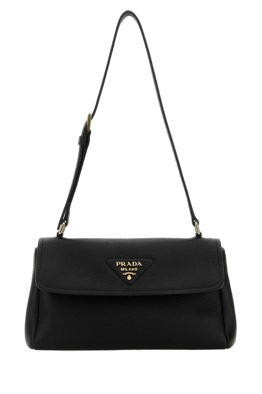 Prada Vitello Leather Shoulder Bag — Black