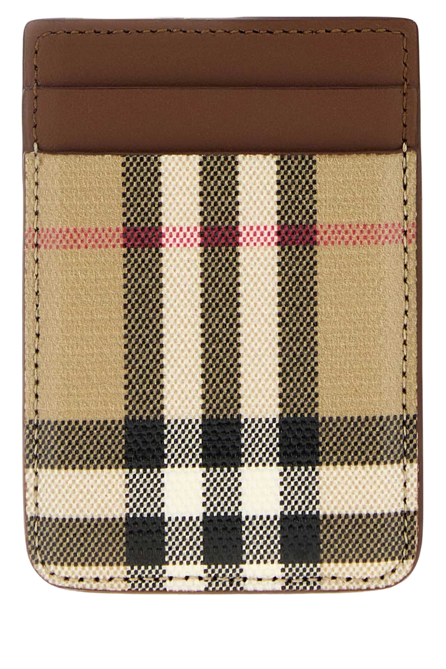Burberry Magnetic Card Case — Beige Exterior: Cotton Calf Wallet