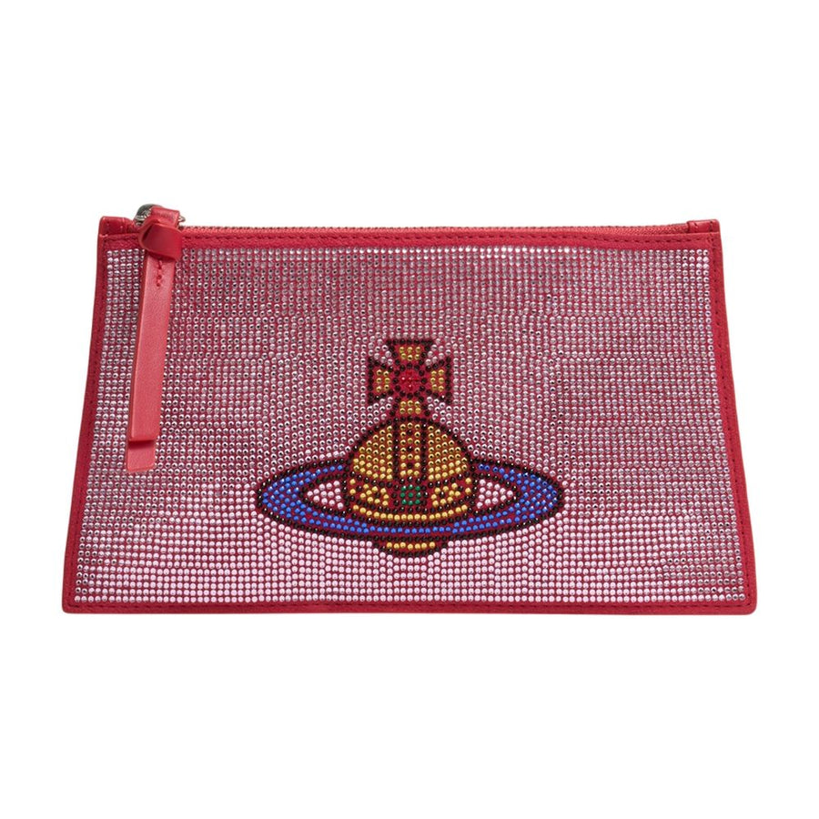 Vivienne Westwood Beaded Orb Logo Clutch — Pink Calfskin