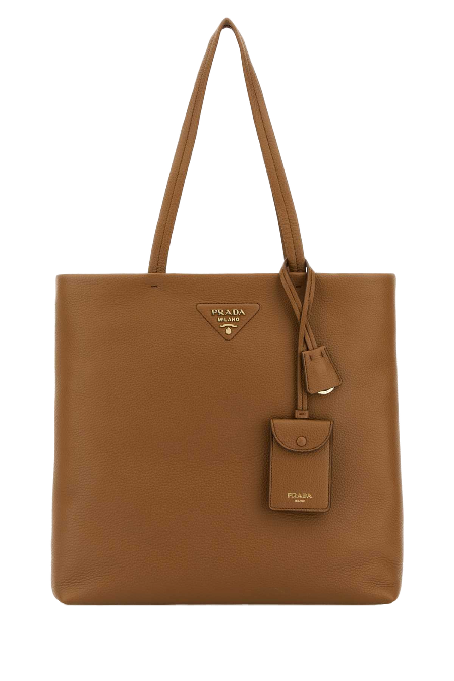 Prada Vitello Leather Tote Bag — Brown