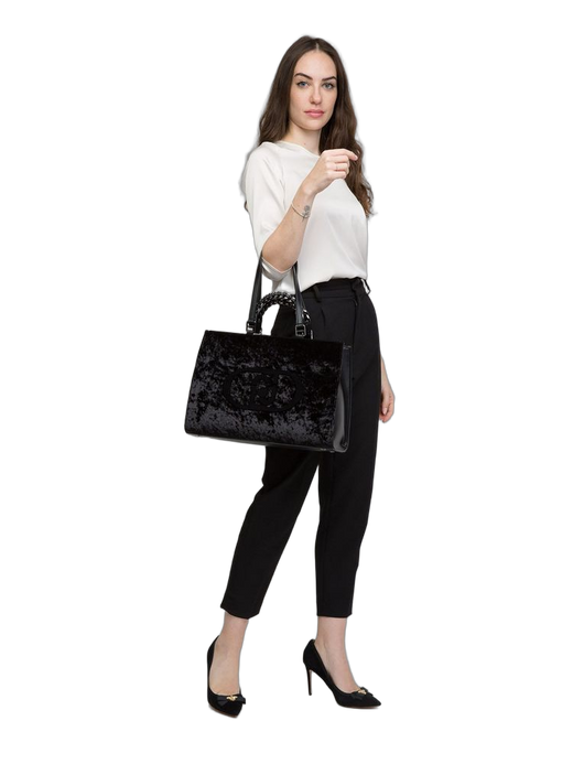 Liu Jo Velvet Tote Bag — Black Polyurethane
