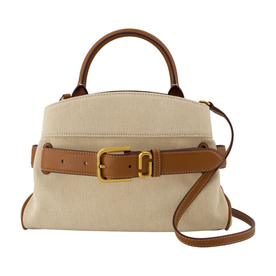 Marc Jacobs Canvas And Leather Top Handle Bag — Beige Cotton