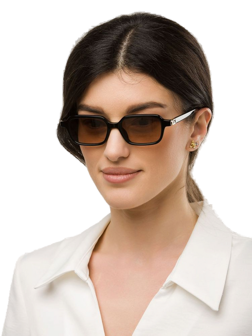 Furla Sfu971 Acetate Rectangle Sunglasses — Black