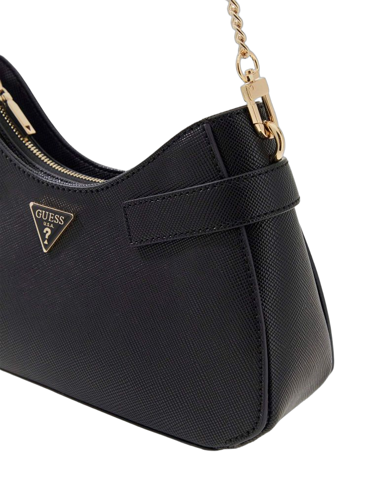 Guess Textured Polyurethane Shoulder Bag — Black