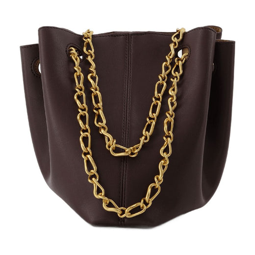Nanushka Gather Bucket Bag — Brown Synthetic_leather