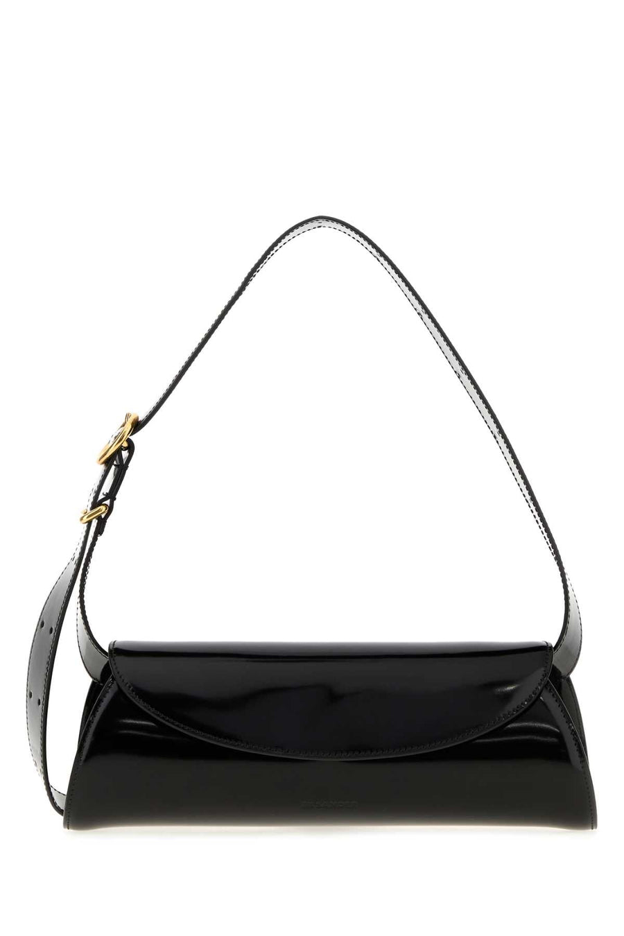 Jil Sander Patent Calfskin Shoulder Bag — Black