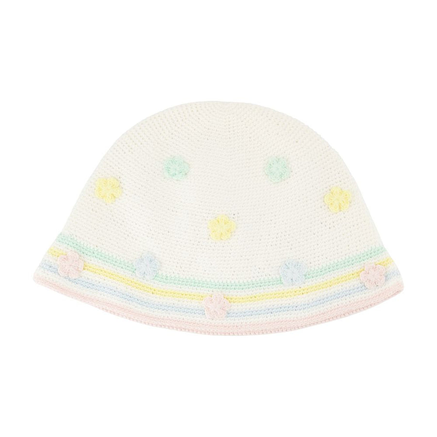 Casablanca A-Aw25-Hat-095-01 Crochet Cotton Bucket Hat — White